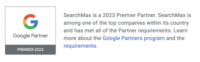 SearchMax is a 2023 Google Premier Partner
